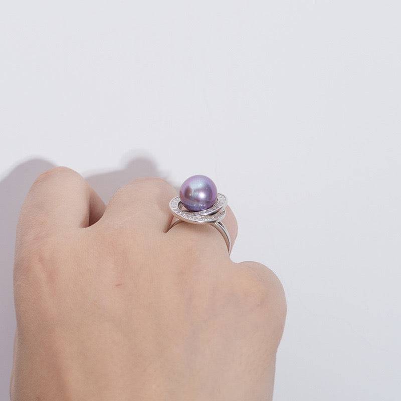 Edison Freshwater Pearl and CZ Ring Design