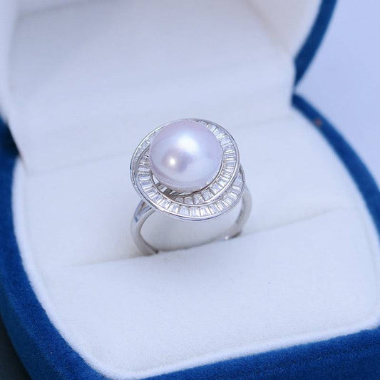 Edison Freshwater Pearl and CZ Ring Design