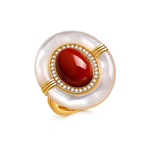 Natural Red Gemstones Vintage Design Ring