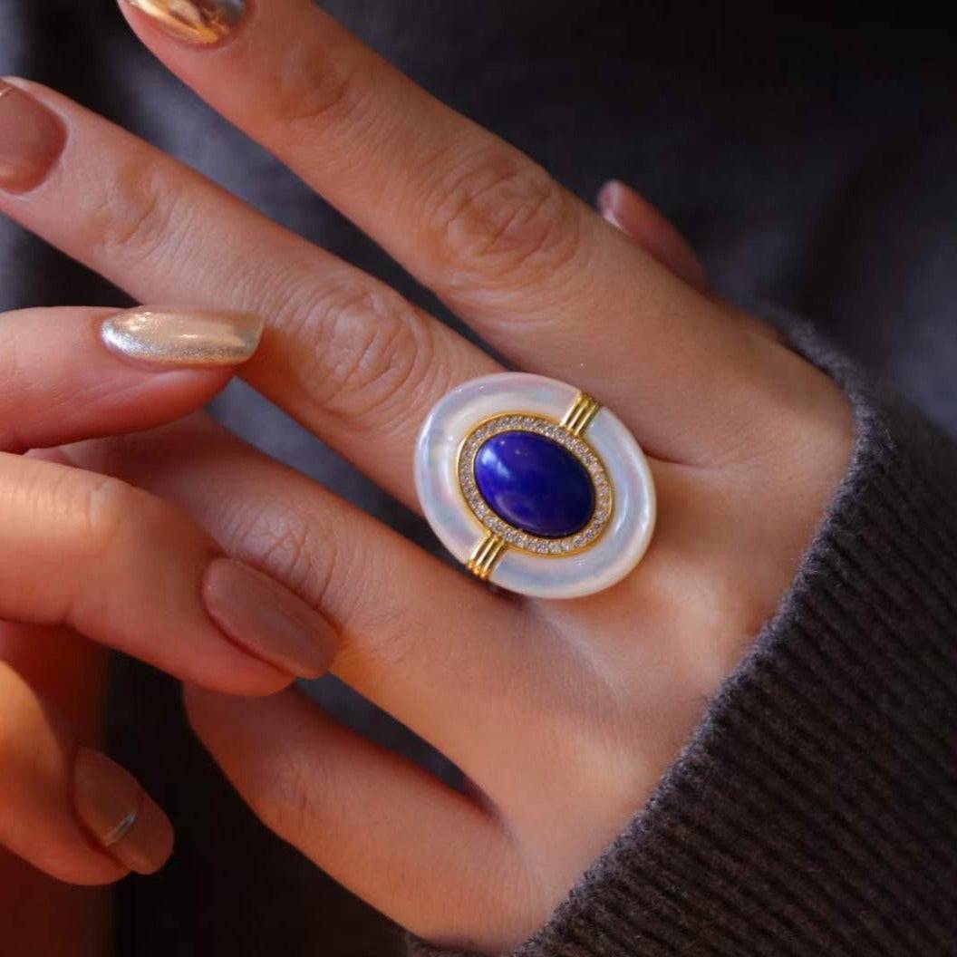 Vintage Gold Vermeil Gemstone Ring for Women