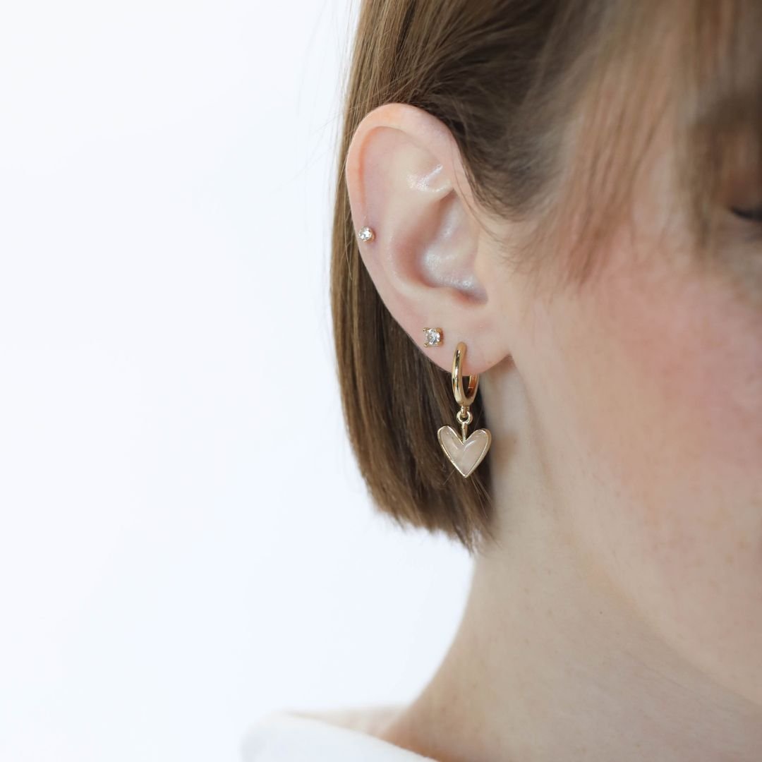 Rose Quartz Heart-Shaped Hoop Earrings