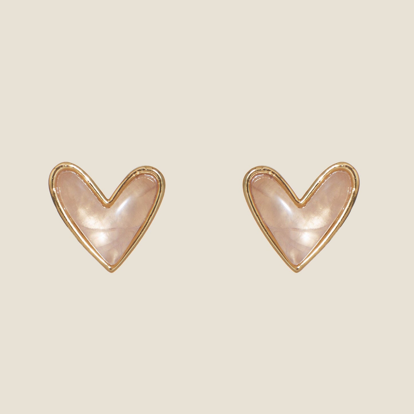 Rose Quartz Heart Shaped Stud Earrings