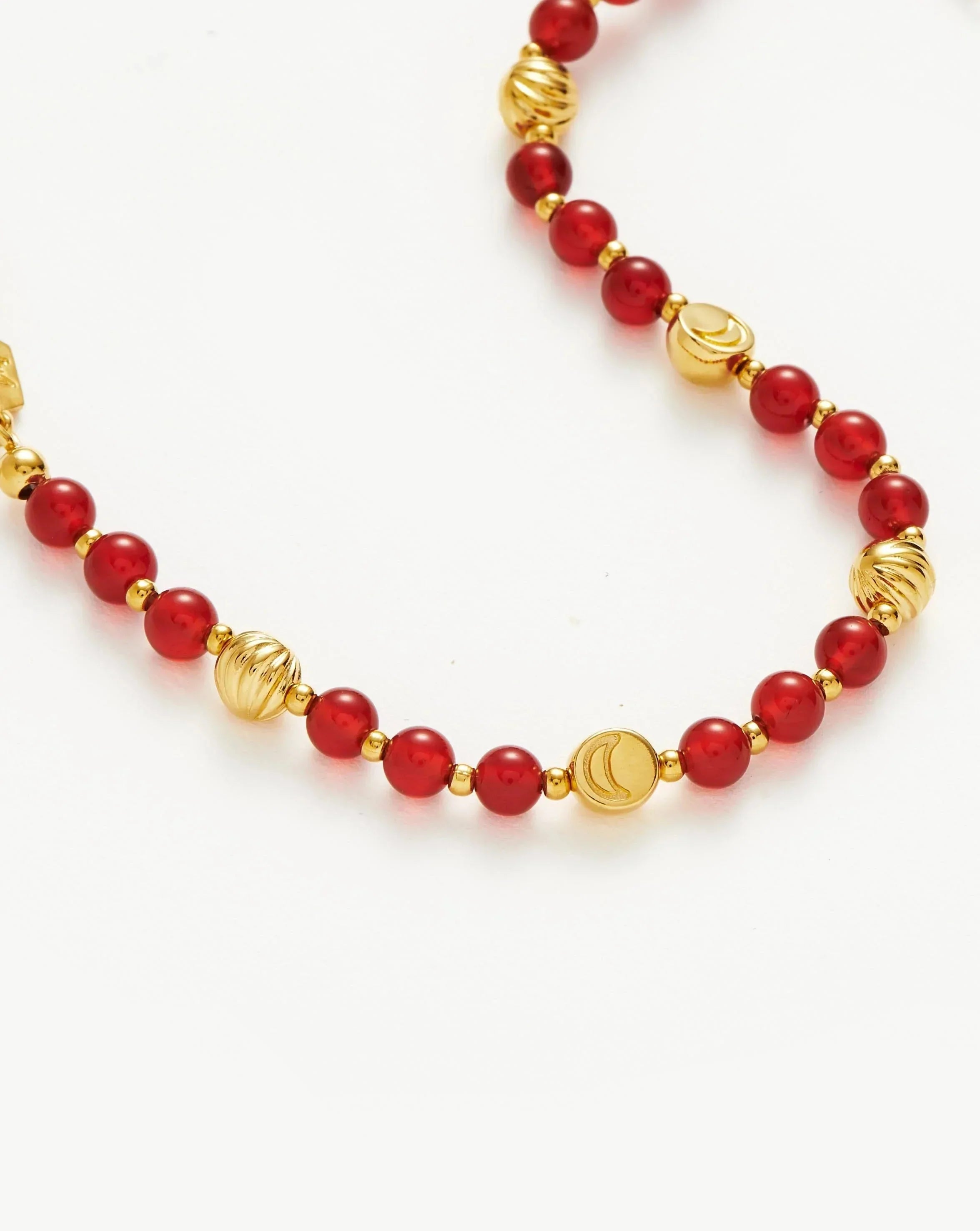 Savi Gemstone Beaded Bracelet | 18k Gold Plated Vermeil/Red Chalcedony