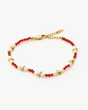 Savi Seed Pearl Beaded Bracelet | Red Quartz & Pearl