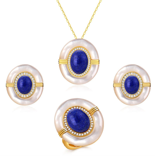 Lapis Lazuli and Mother of Pearl Jewelry Set