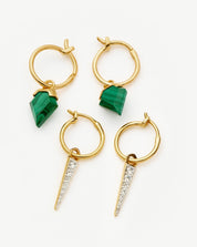 Shield & Spike Charm Hoop Earrings Set | 18k Gold Vermeil