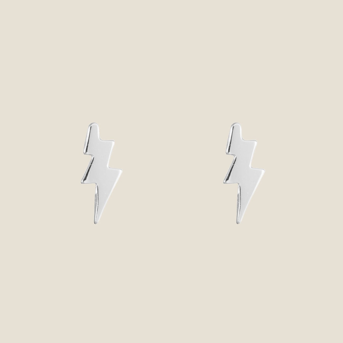 Silver Lightning Bolt Stud Earrings