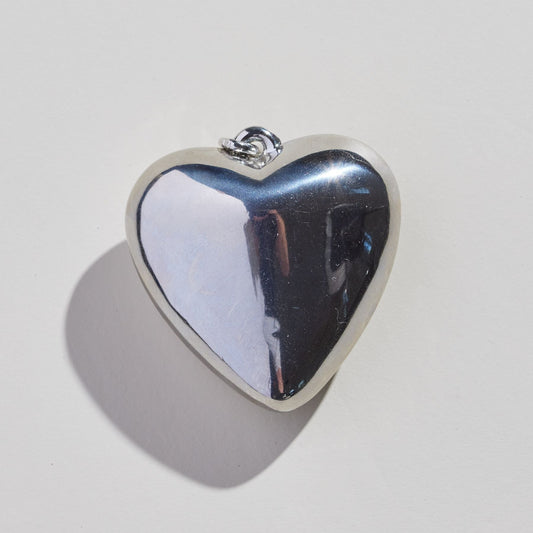 Oversized Heart Charm in Silver Material