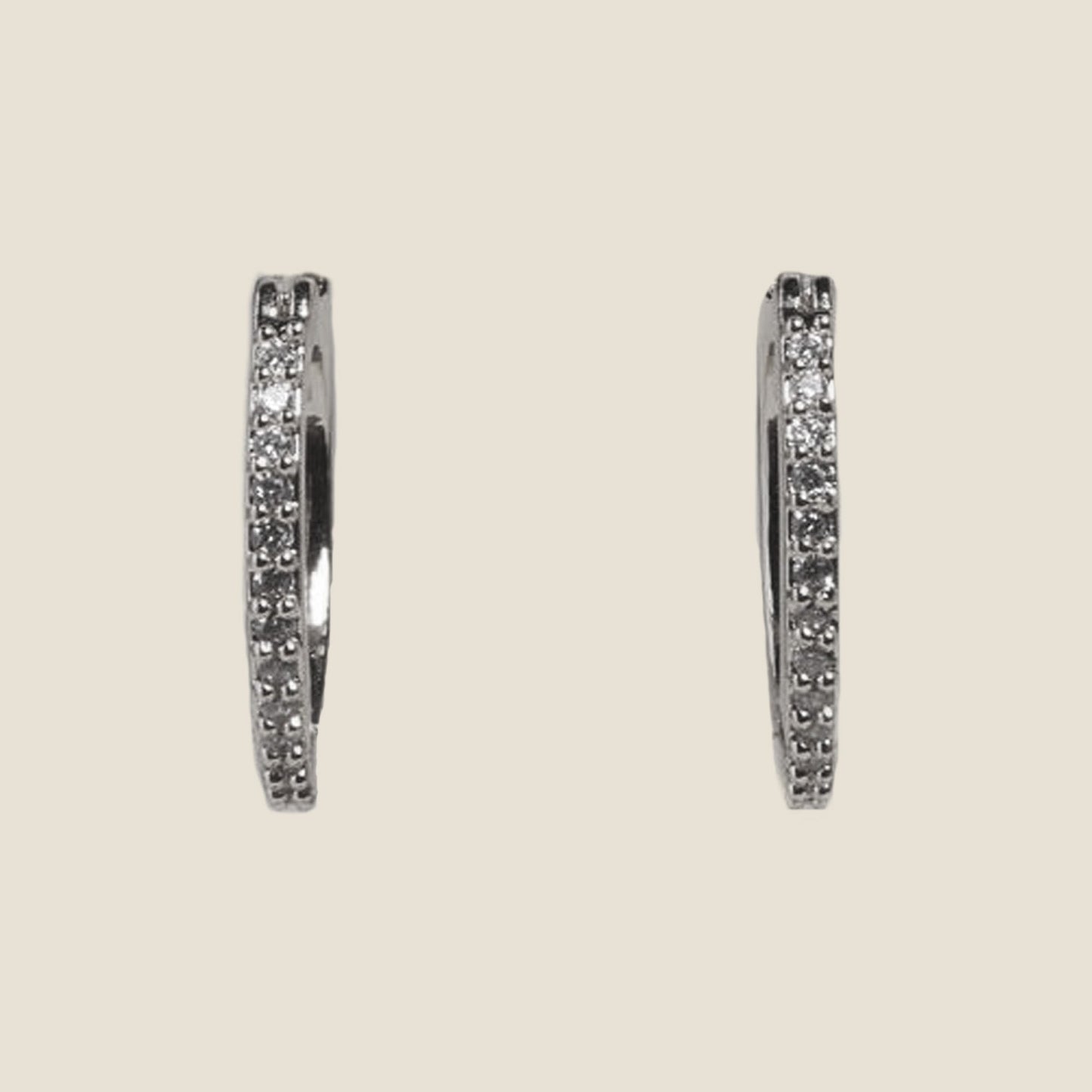 Silver Pavé Hoop Earrings for Everyday Wear