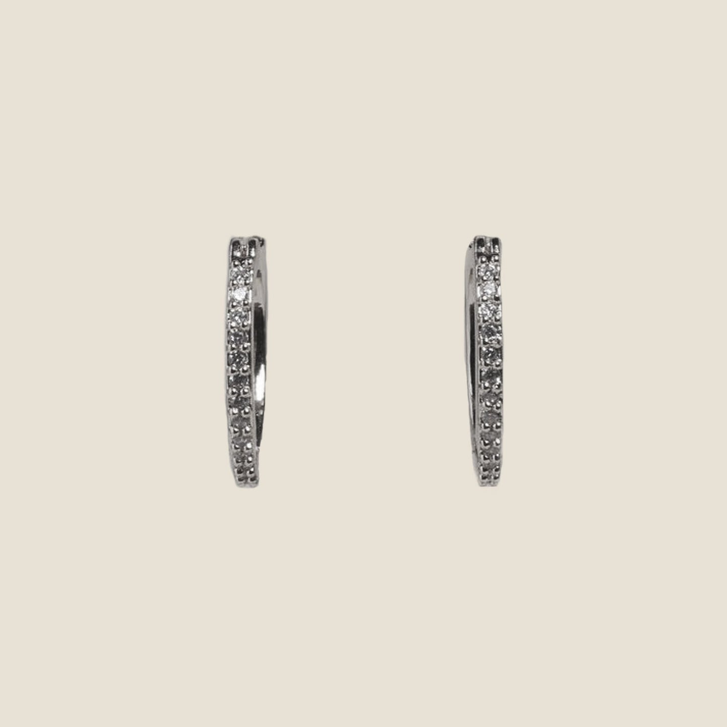 Silver Pavé Huggie Hoop Earrings