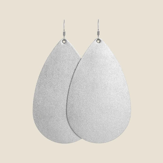 Satin Silver Teardrop Earrings