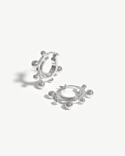 Small Sphere Hoop Earrings | Silver Plated