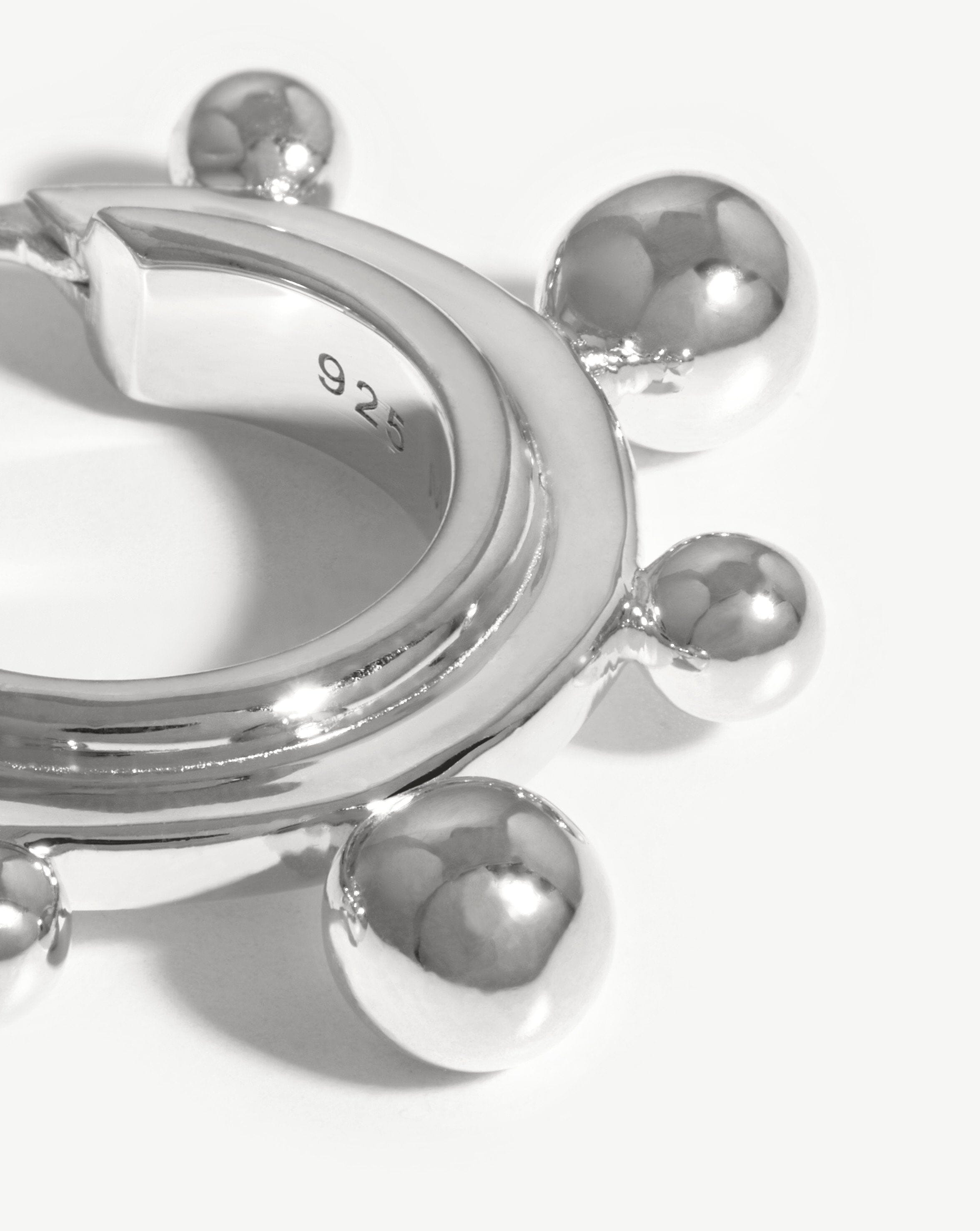 Small Sphere Hoop Earrings | Silver Plated