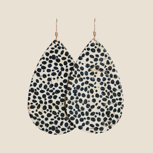 Teardrop Earrings in Speckled Cork Material