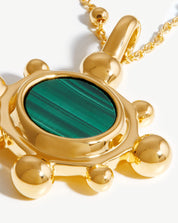 Sphere Round Pendant Necklace | 18k Gold Plated/Malachite