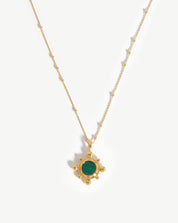 Sphere Round Pendant Necklace | 18k Gold Plated/Malachite