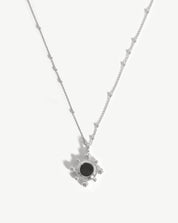 Sphere Round Pendant Necklace | Silver Plated/Black Onyx