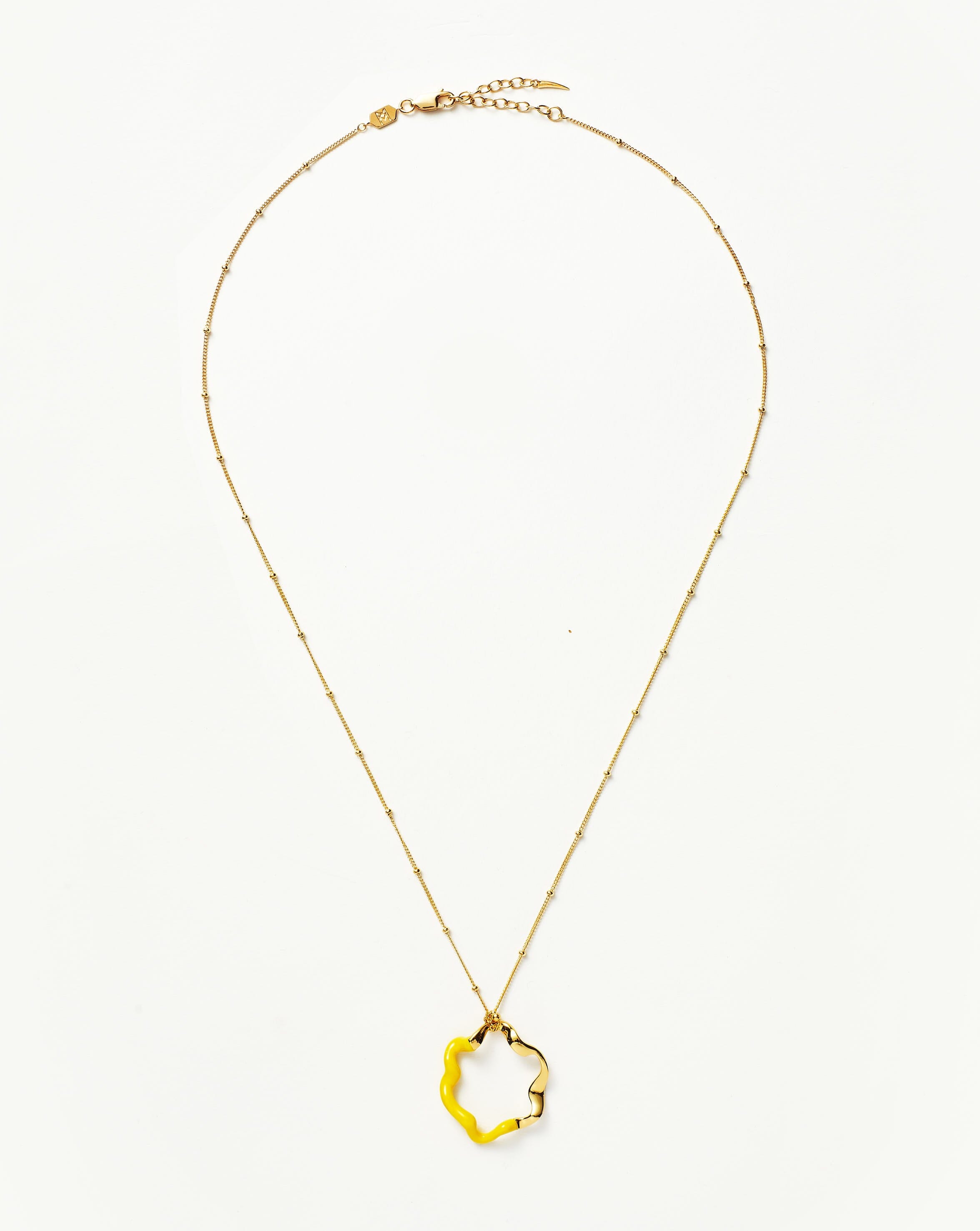 Squiggle Two Tone Enamel Pendant Necklace | 18k Gold Vermeil/Lemon Yellow