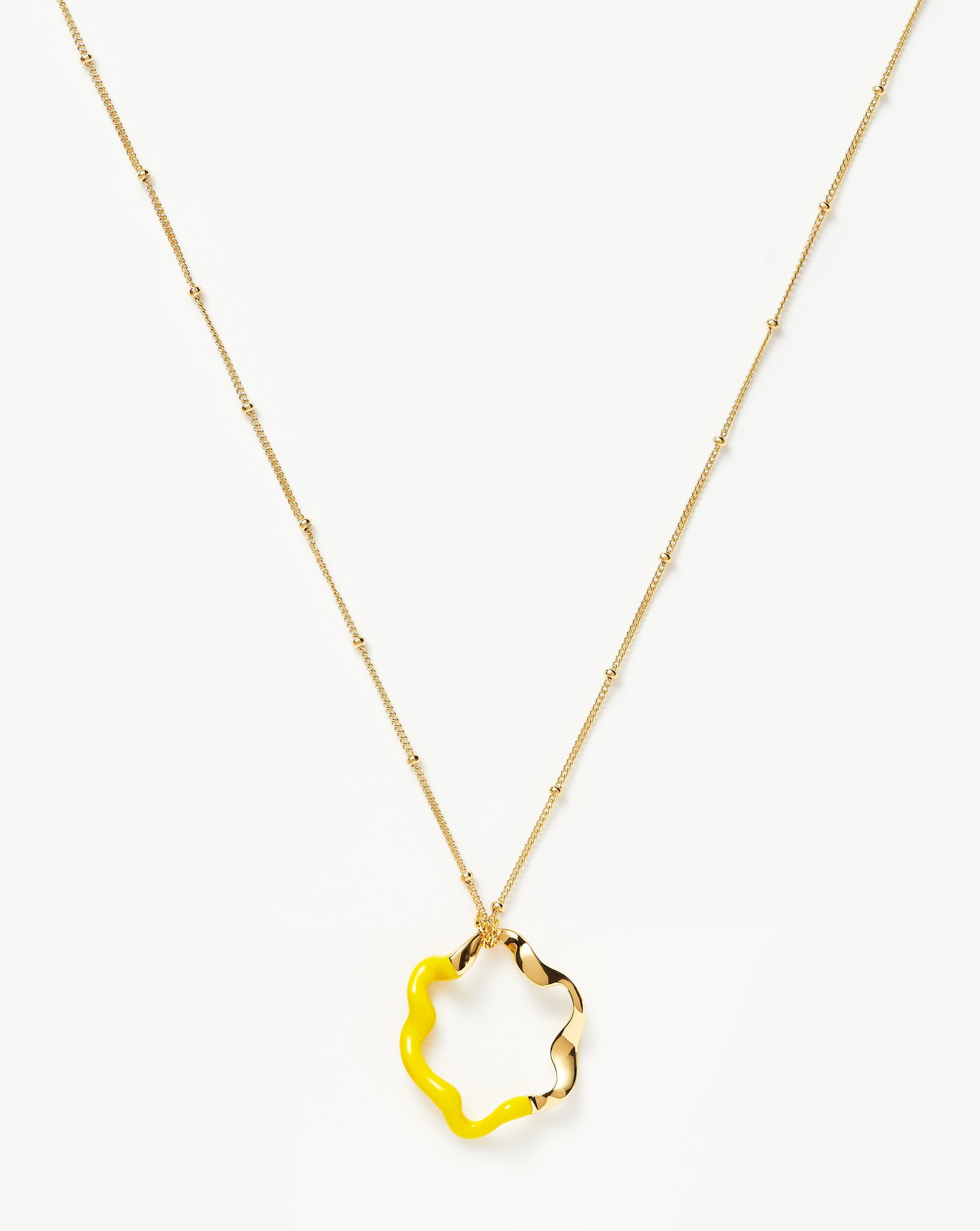 Squiggle Two Tone Enamel Pendant Necklace | 18k Gold Vermeil/Lemon Yellow