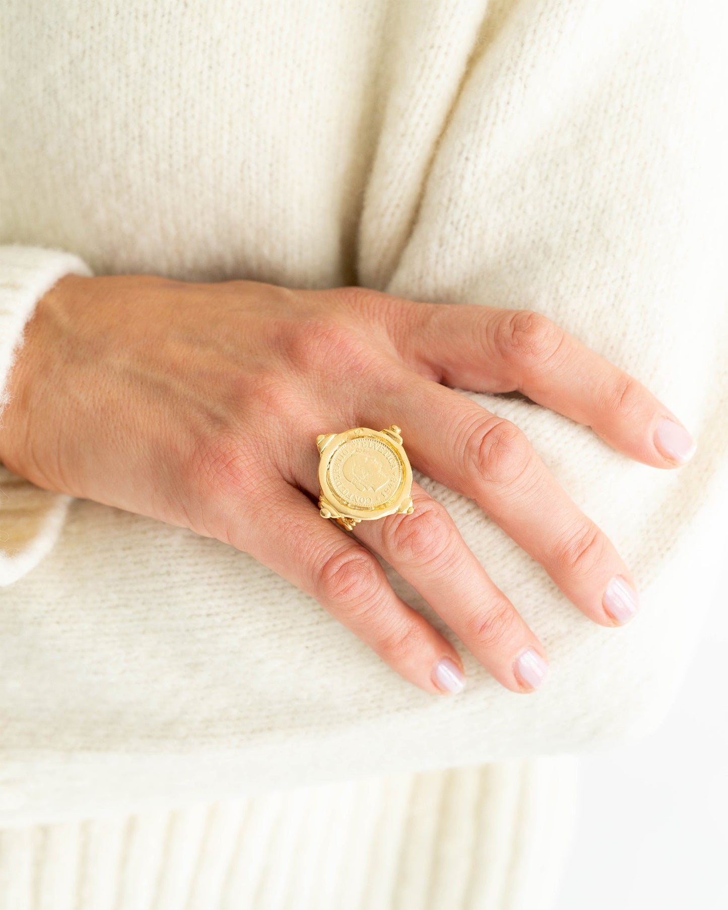 Silver Coin Ring with Unique Design