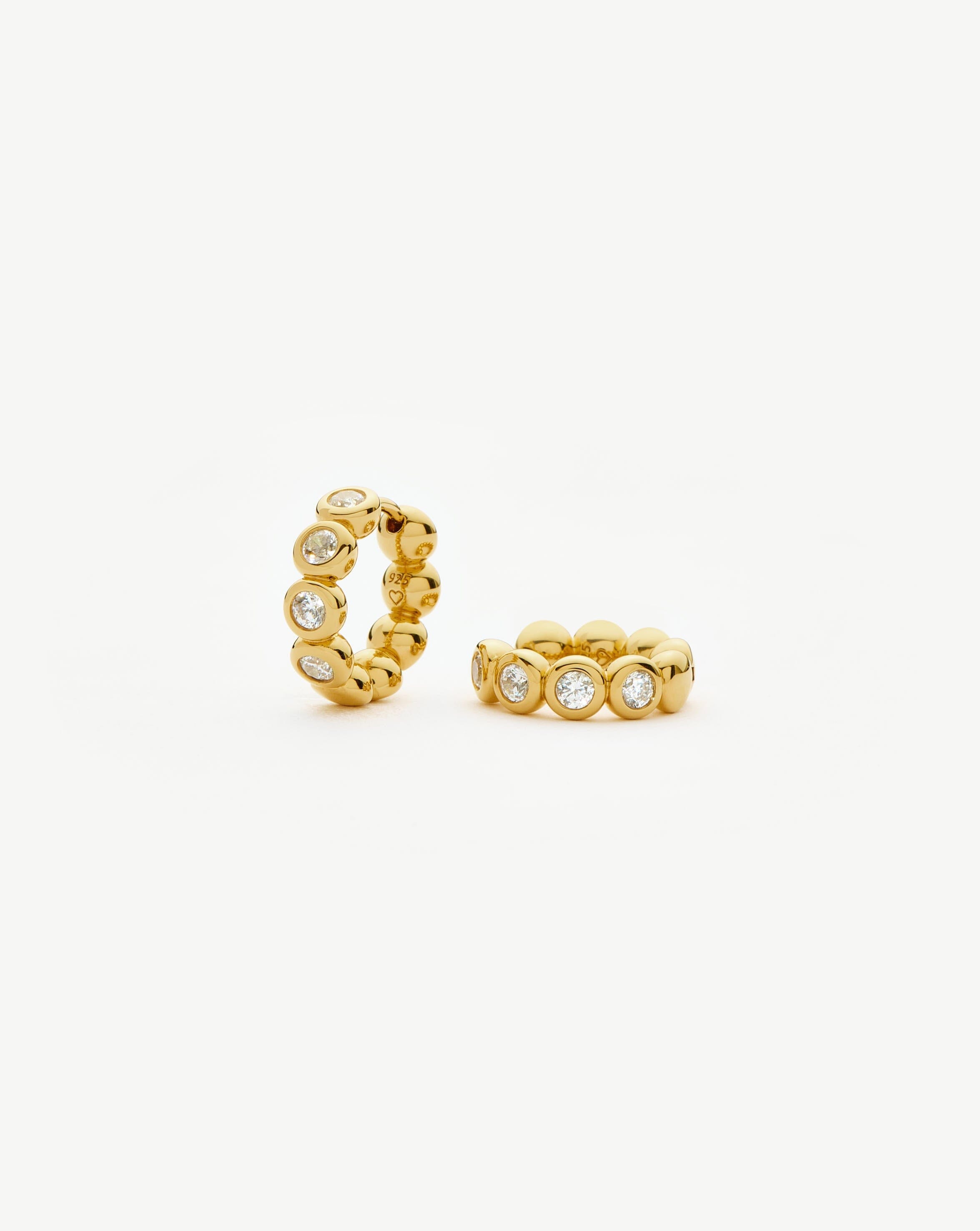 Tennis Small Hoop Earrings| 18k Gold Vermeil Cubic Zirconia