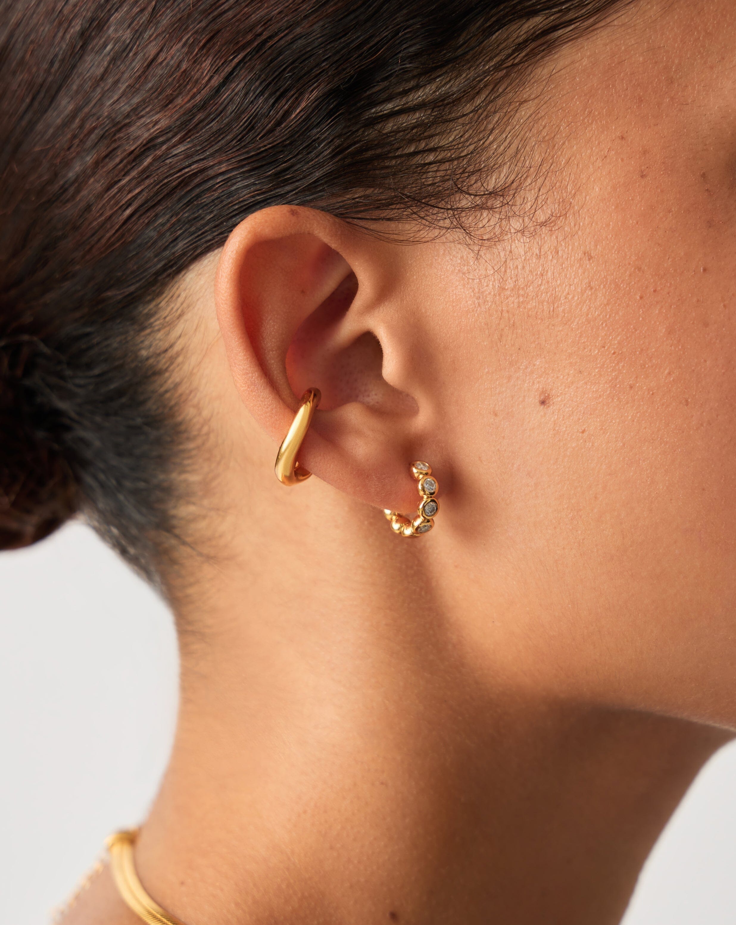 Tennis Small Hoop Earrings| 18k Gold Vermeil Cubic Zirconia