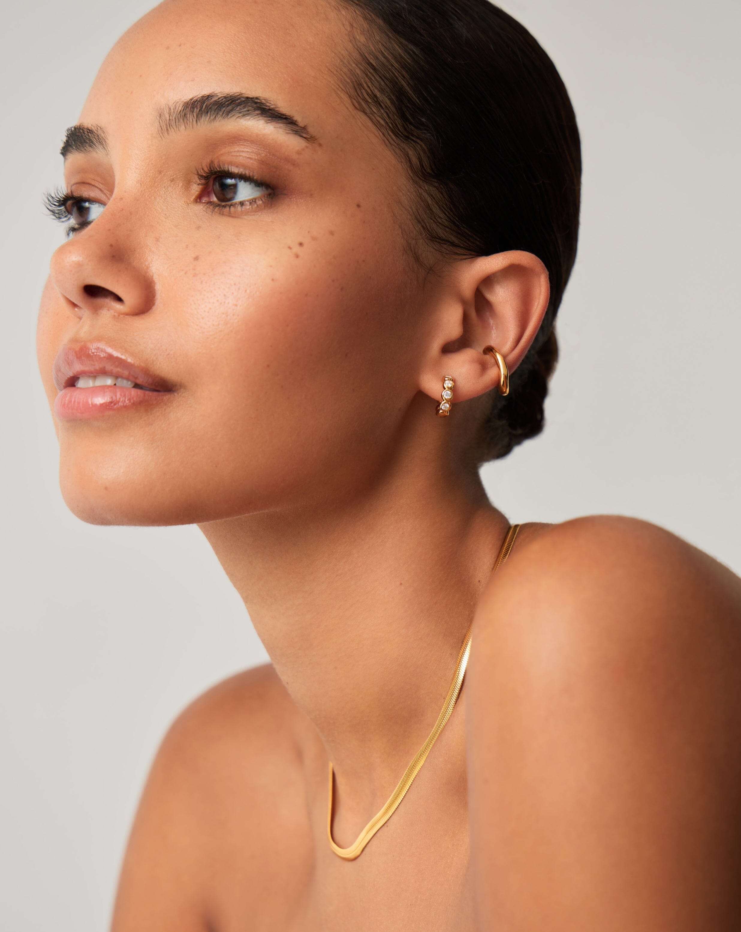 Tennis Small Hoop Earrings| 18k Gold Vermeil Cubic Zirconia