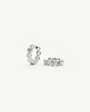 Tennis Small Hoop Earrings| Sterling Silver Cubic Zirconia