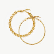 Timepiece & Snake Chain Bracelet Set | 18k Gold Plated