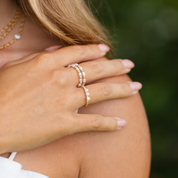 Tiny Triple White Pearl Ring