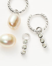 Twisted Pearl & Drop Hoop Earring Set | Sterling Silver/Pearl