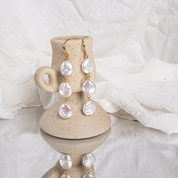 Three Button Baroque Pearl Earrings