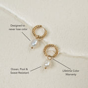 Hammered Pearl Hoop Earrings