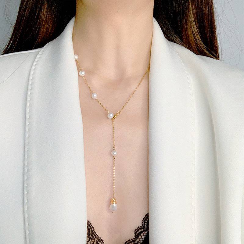 Long Y Shape Pearl Necklace for Women