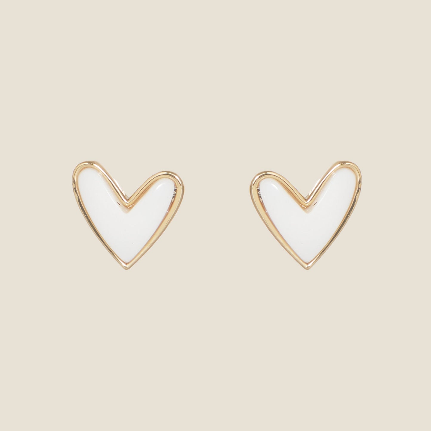 White Agate Heart-Shaped Stud Earrings