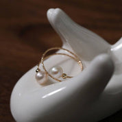 Double wrap Pearl Ring