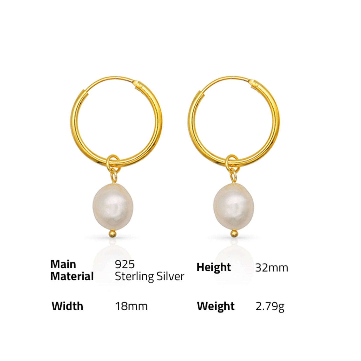 Elegant Baroque Pearl Hoop Earrings in Silver