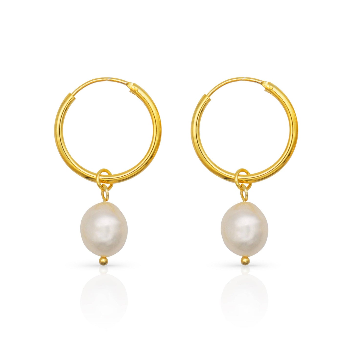 Elegant Baroque Pearl Hoop Earrings in Silver