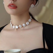 Button Pearl Necklace Bracelet and Earrings (Purchase Individually)